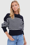 Berry Blue and White Striped Tanessa Sweater