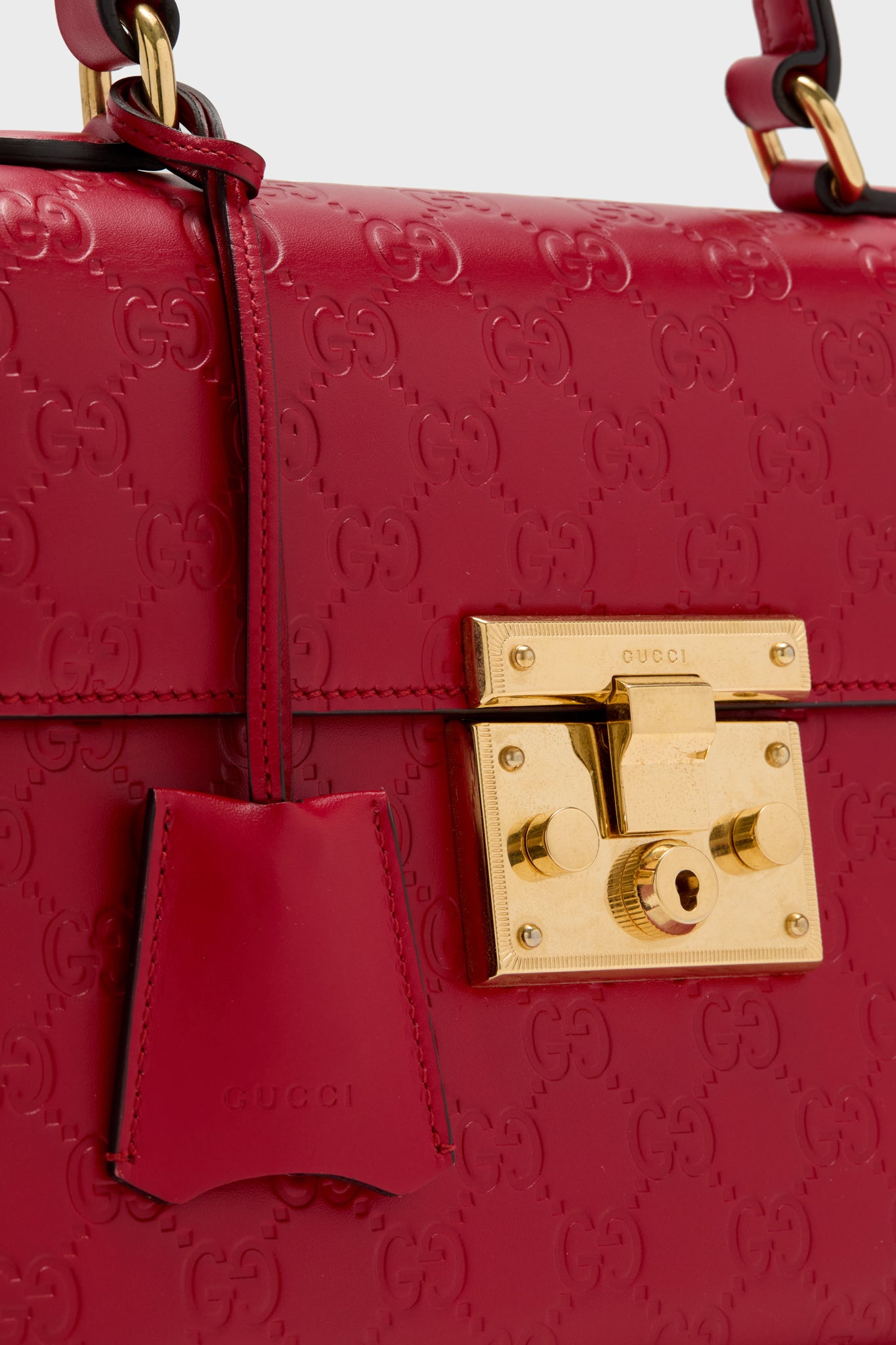 Gucci Red Padlock Guccissima Top Handle Bag