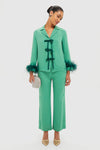 Green Bow Pajama Set with Detachable Feathers