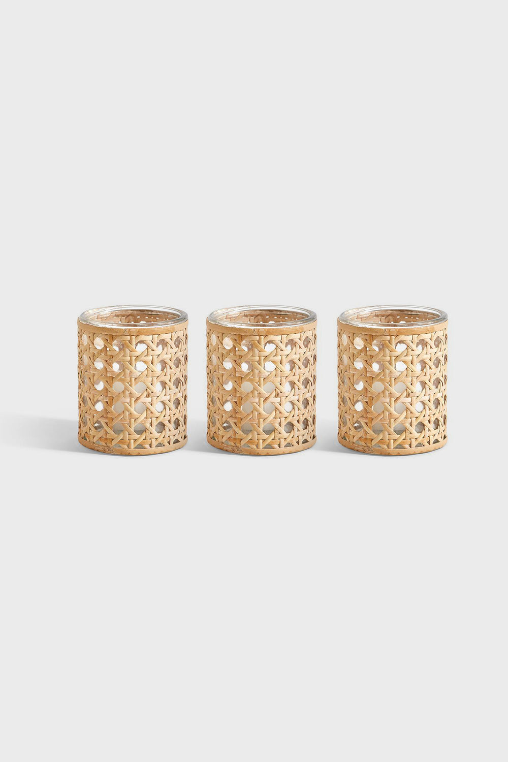 Lumingnon Cane Webbing Candle Holders (Set of 3)