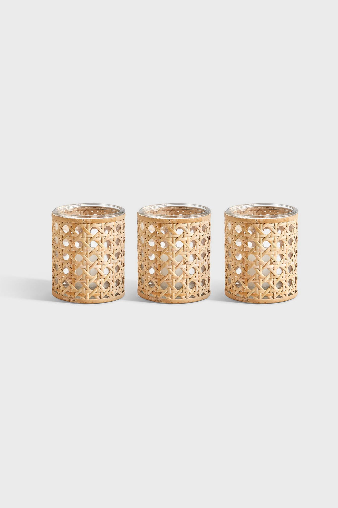 Lumingnon Cane Webbing Candle Holders (Set of 3)