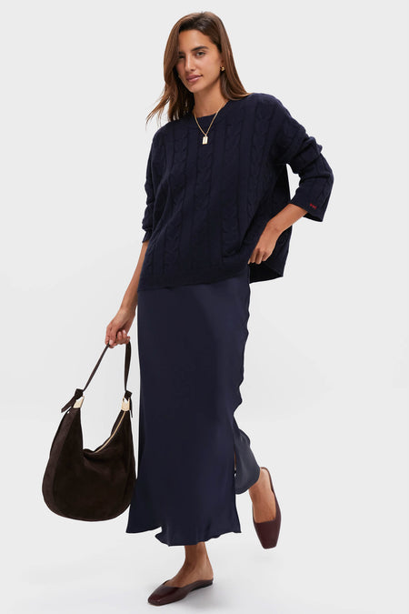 Navy Cashmere Eloise Cable Knit Sweater
