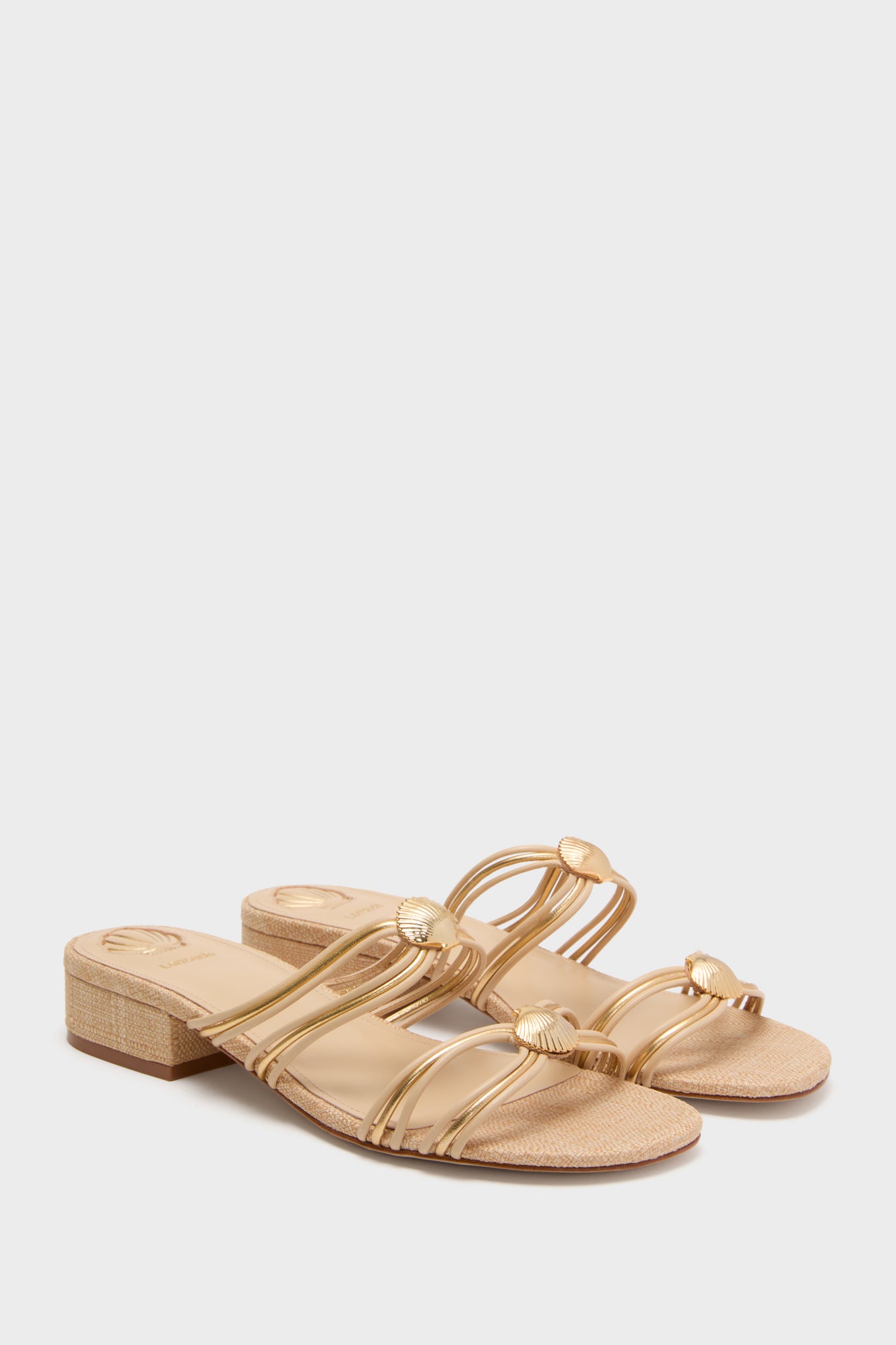 Beige Raffia Shelly Flat Mules