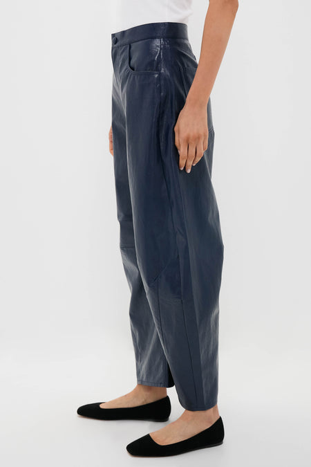Dark Navy Faux Leather Mabel Pant