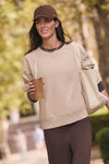 Heather Sandstone and Brown 100% Cotton Kolar Crewneck Sweatshirt