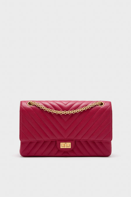 CHANEL Red Reissue 2.55 Flap Bag Calf Leather