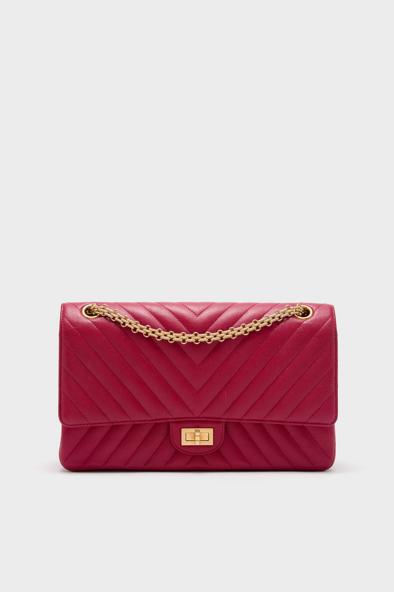 CHANEL Red Reissue 2.55 Flap Bag Calf Leather