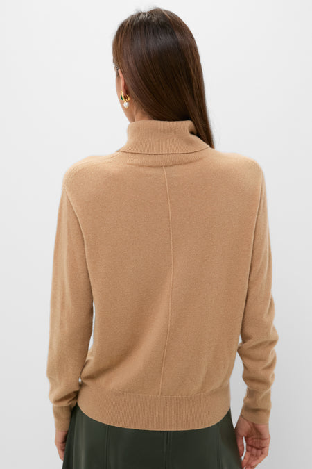 Camel Cashmere Turtleneck Sweater
