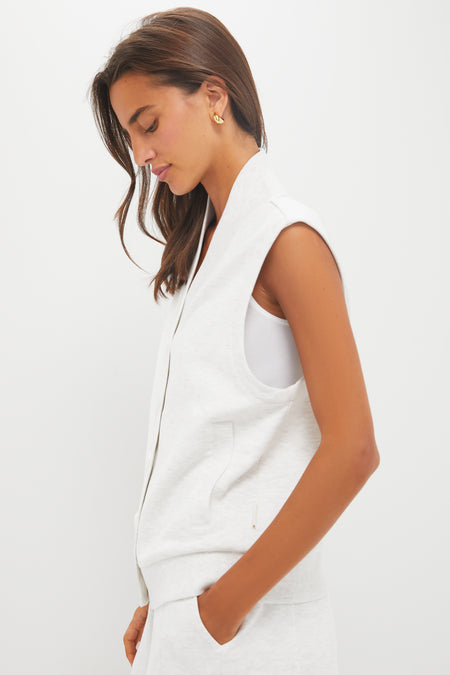Ivory Marl Vicky Button Gilet