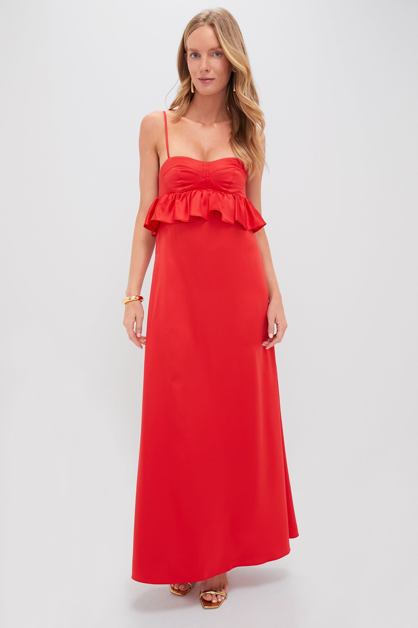 Kika Vargas Red Silk Scarlet Maxi Dress Red Xs