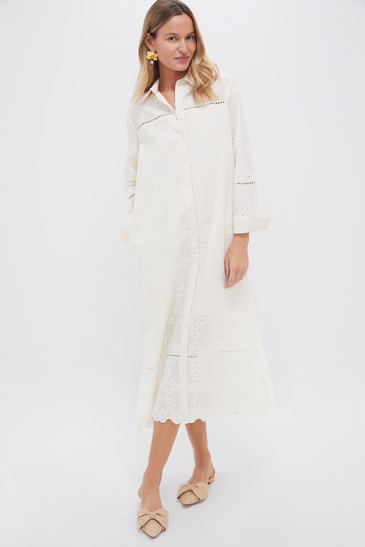Pomander Place Ivory Eyelet Griffin Dress Ivory / XS