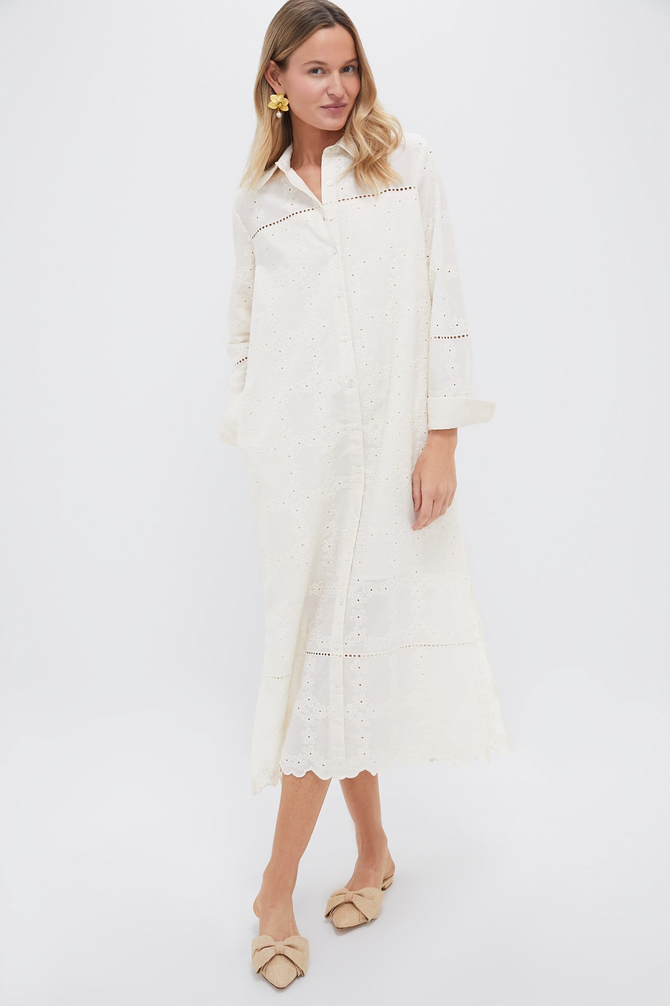 Pomander Place Ivory Eyelet Griffin Dress Ivory / XS