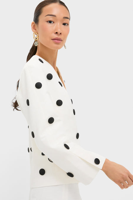 Black and Ecru Aloise Textured Buttons Jacket