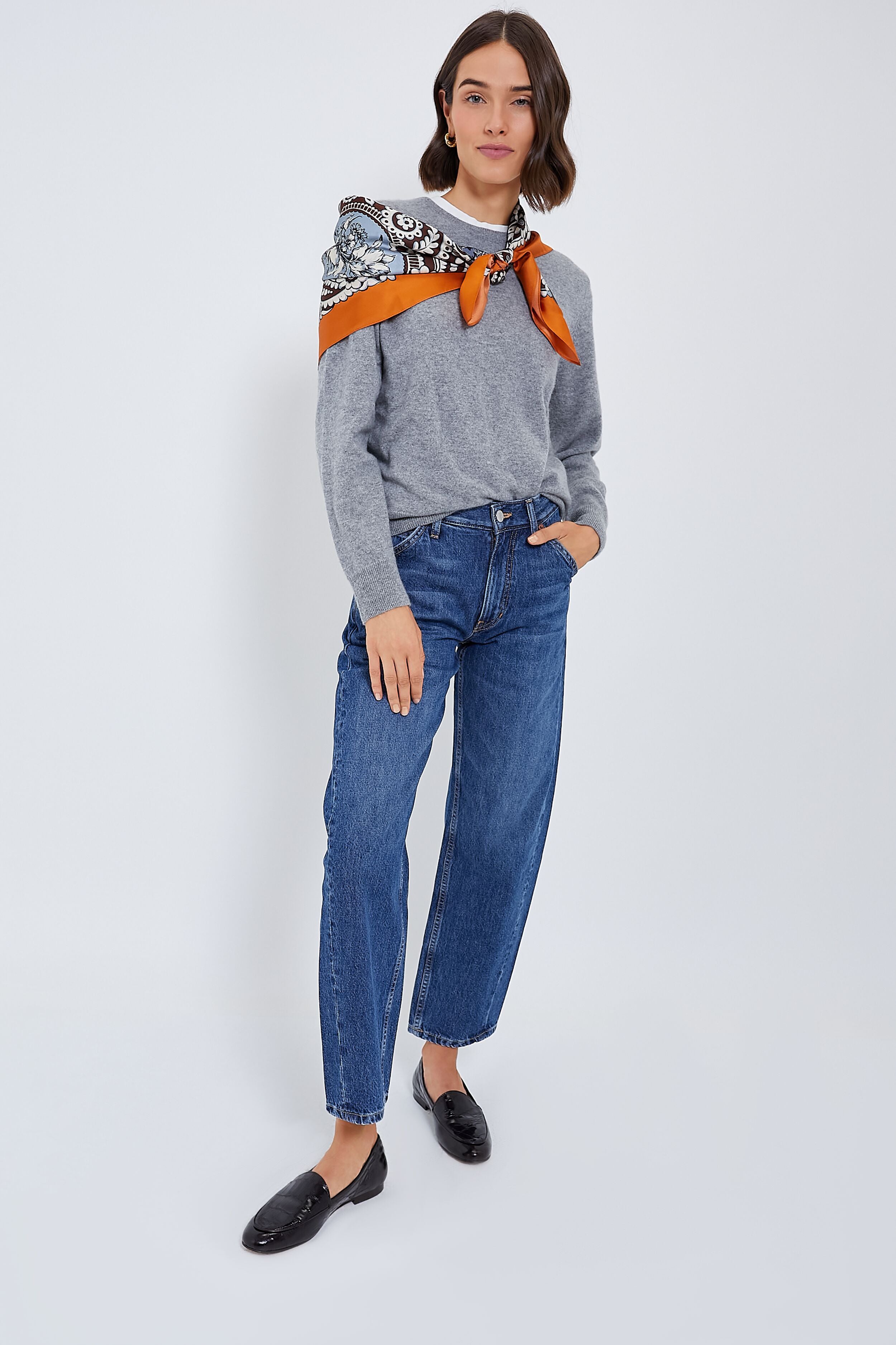 Orange Filigree Medium Silk Scarf