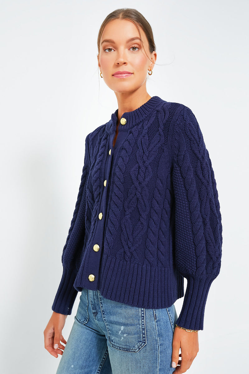 Navy Cotton Colette Cardigan