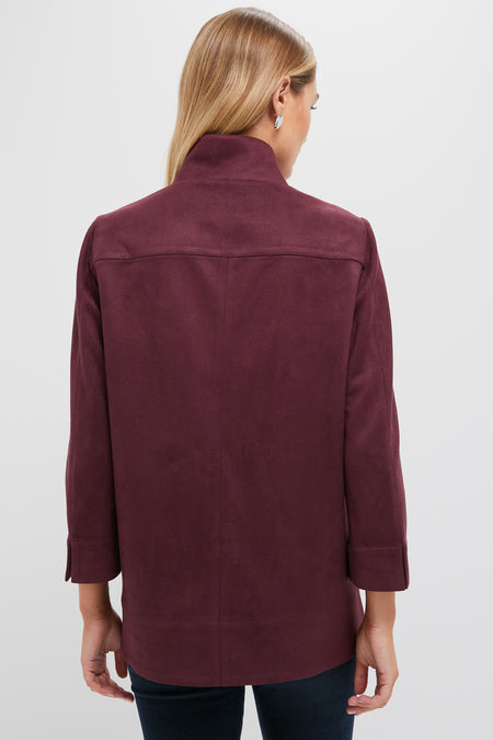 Winetasting Suede Margot Stand Collar Blouse