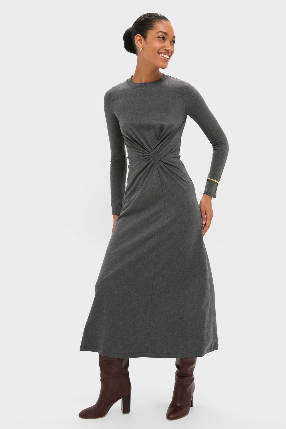 Heathered Charcoal Long Sleeve Volta Dress | Apiece Apart Heathered Charcoal Long Sleeve Volta Dress | Apiece Apart