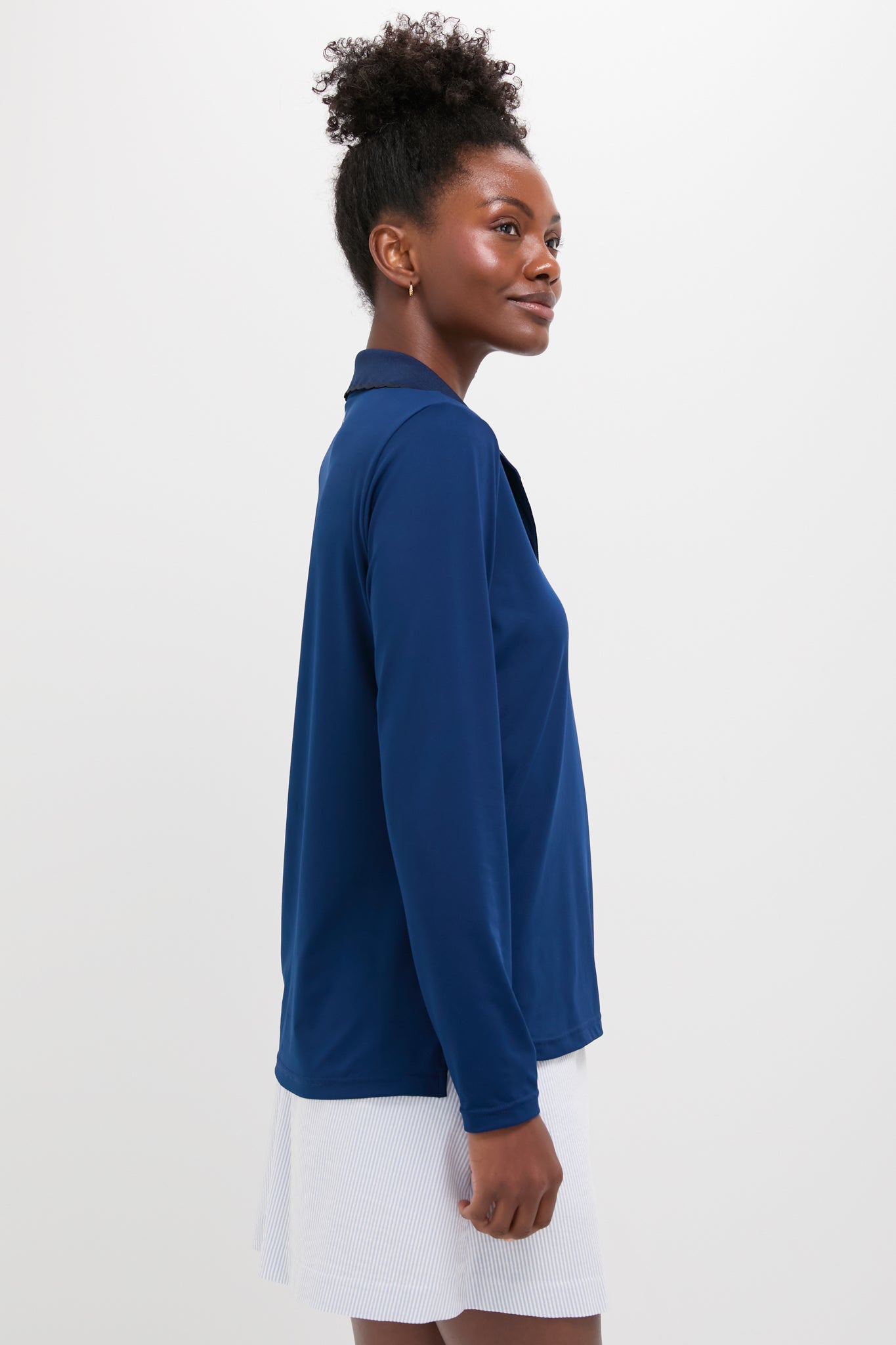 Navy Long Sleeve Performance Jersey Caroline Polo