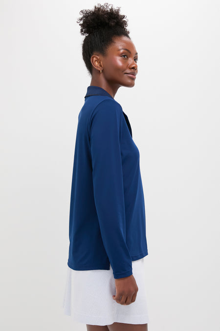 Navy Long Sleeve Performance Jersey Caroline Polo