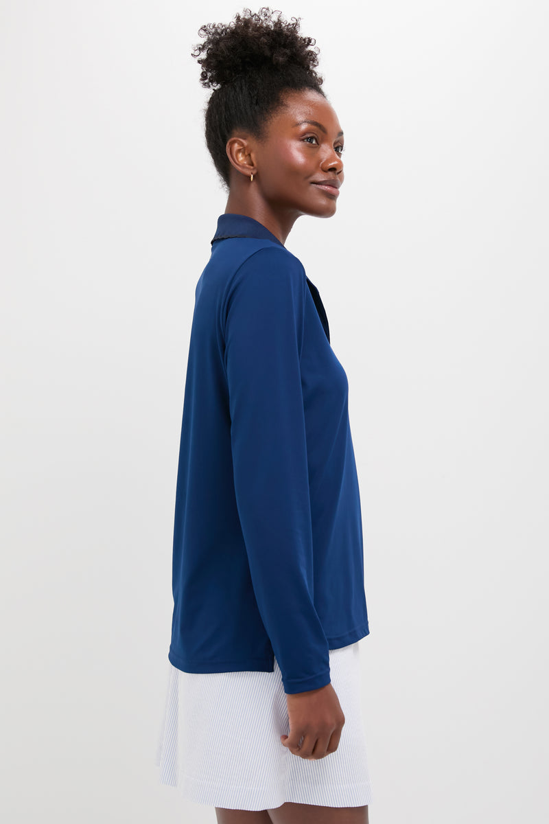 Navy Long Sleeve Performance Jersey Caroline Polo