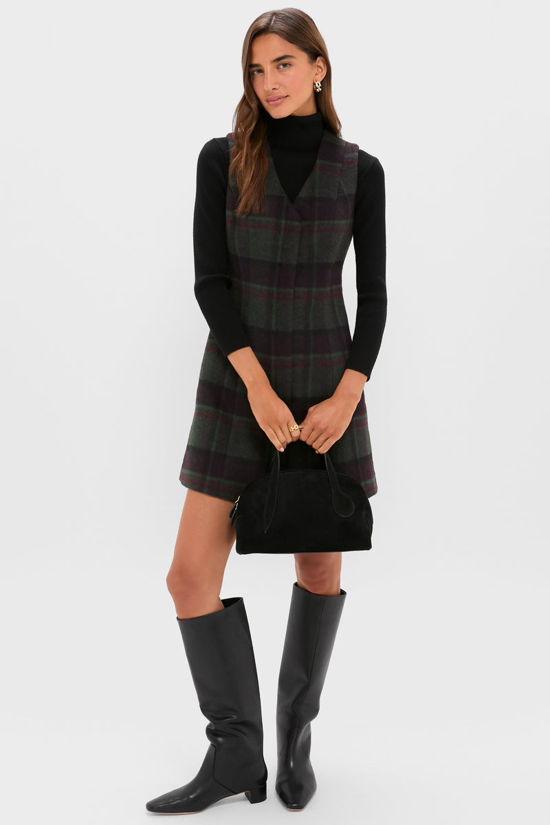 Forest Plaid Wool Mercer Dress