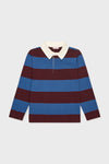Petrol Blue Stripe Tijo Long Sleeve Boy Rugby Shirt