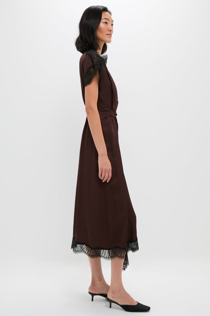 Cocoa and Black Luna Midi Dress