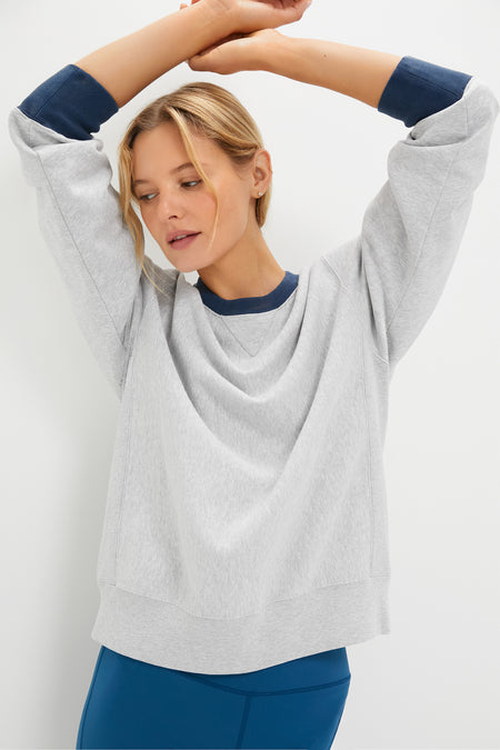Heather Gray and Navy 100% Cotton Kolar Crewneck Sweatshirt