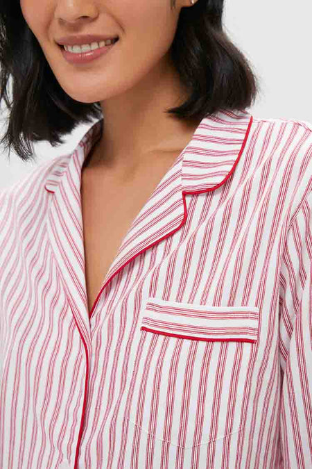 Antique Red Ticking Long Sleeve Pants Set