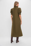 Olive Green Ruffle Collar Louisa Maxi Dress