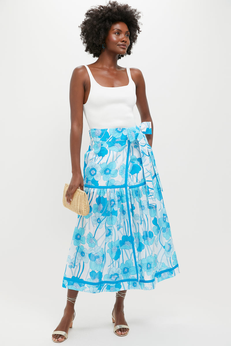Flowers Waves Veradero Wrap Midi Skirt