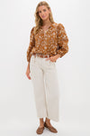 Burnt Orange Floral Long Sleeve Petunia Blouse