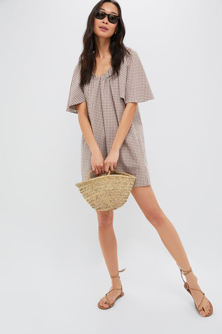 Mocha Cotton Gingham Finn Dress