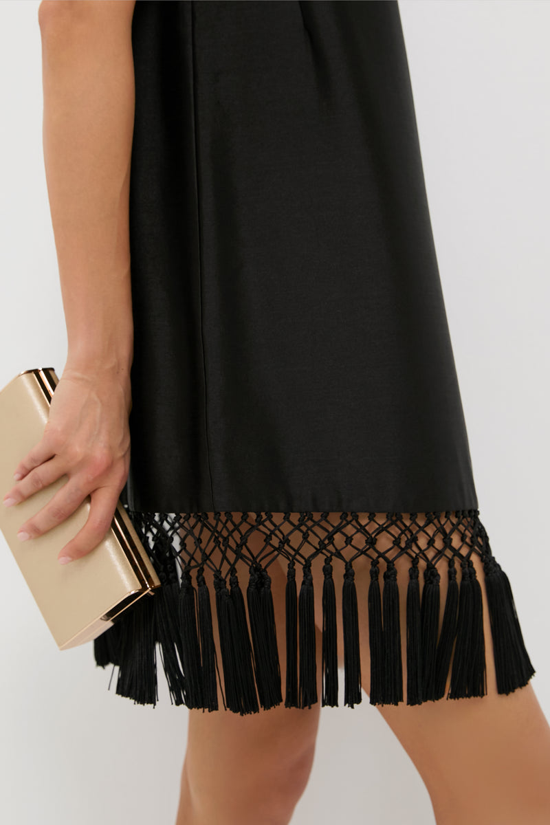 Black Dupioni Tassel Downing Dress
