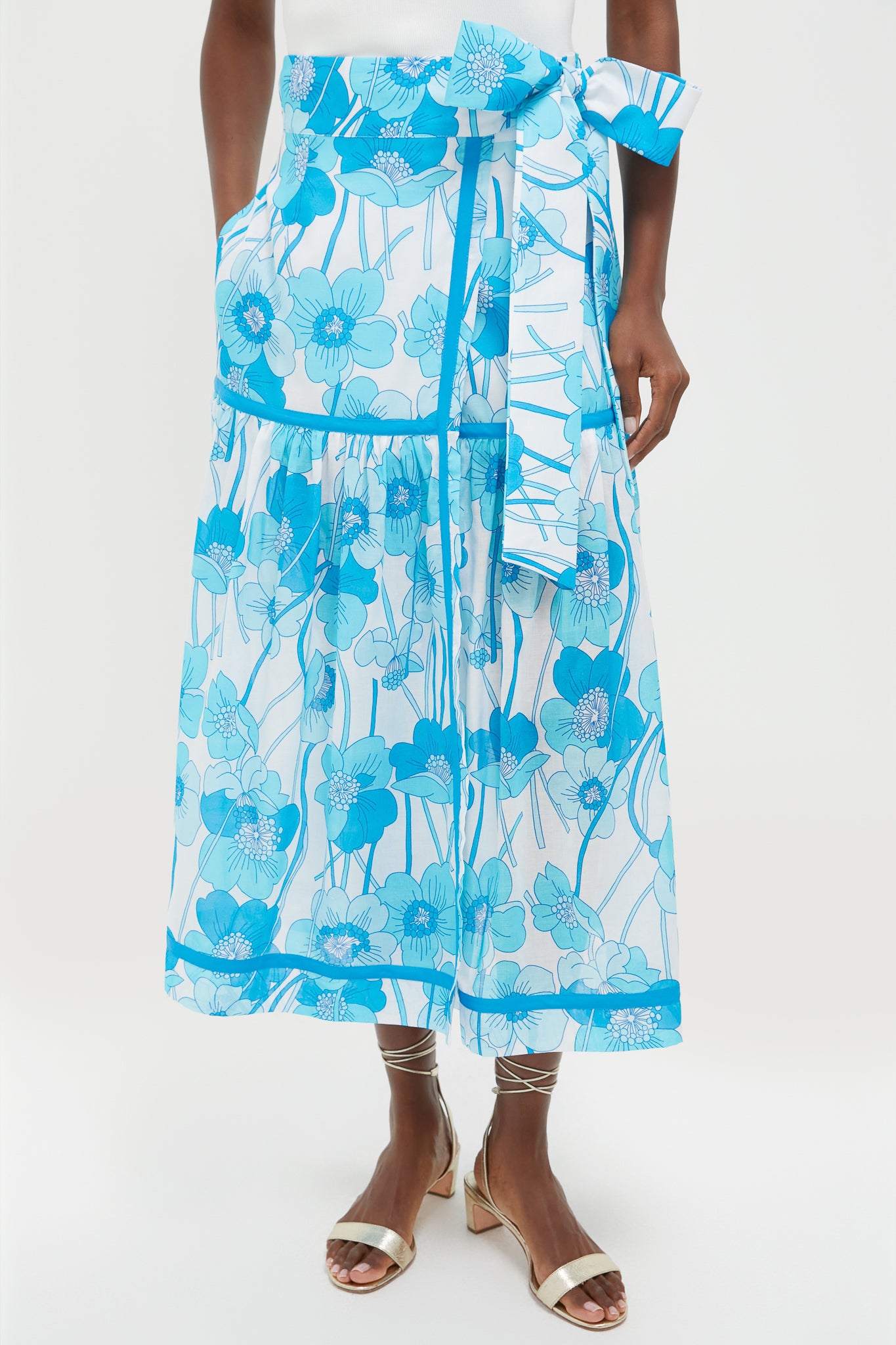 Flowers Waves Veradero Wrap Midi Skirt | Loretta Caponi