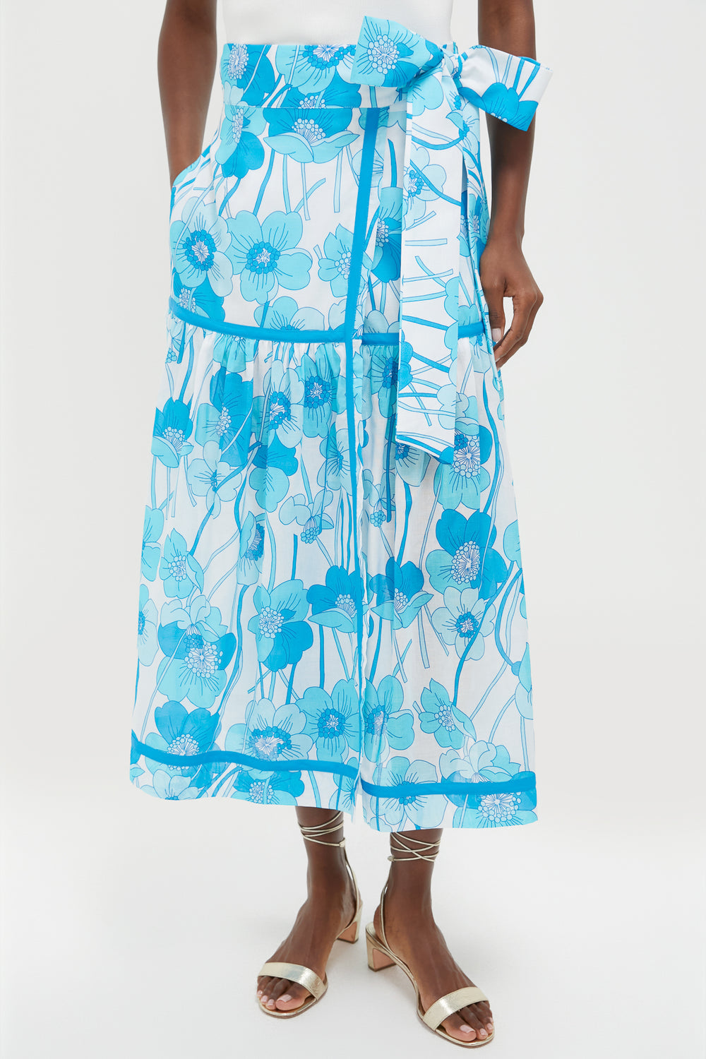 Flowers Waves Veradero Wrap Midi Skirt