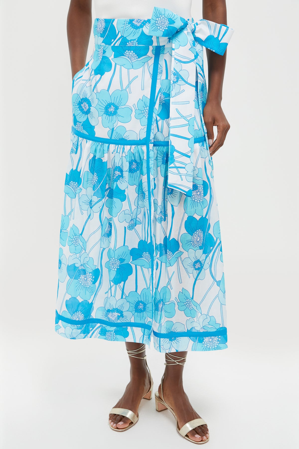 Flowers Waves Veradero Wrap Midi Skirt