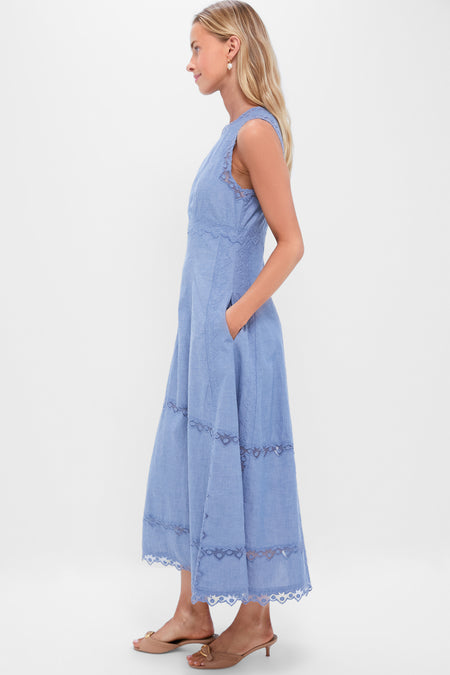 Chambray Anela Sleeveless Midi Dress