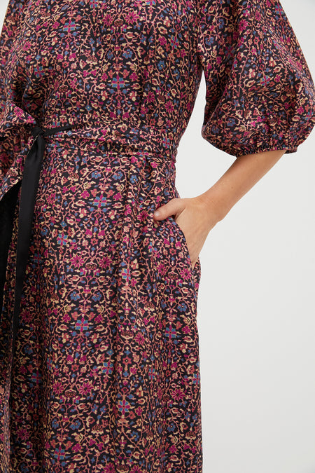 Raspberry Vine Floral Lyles Dress
