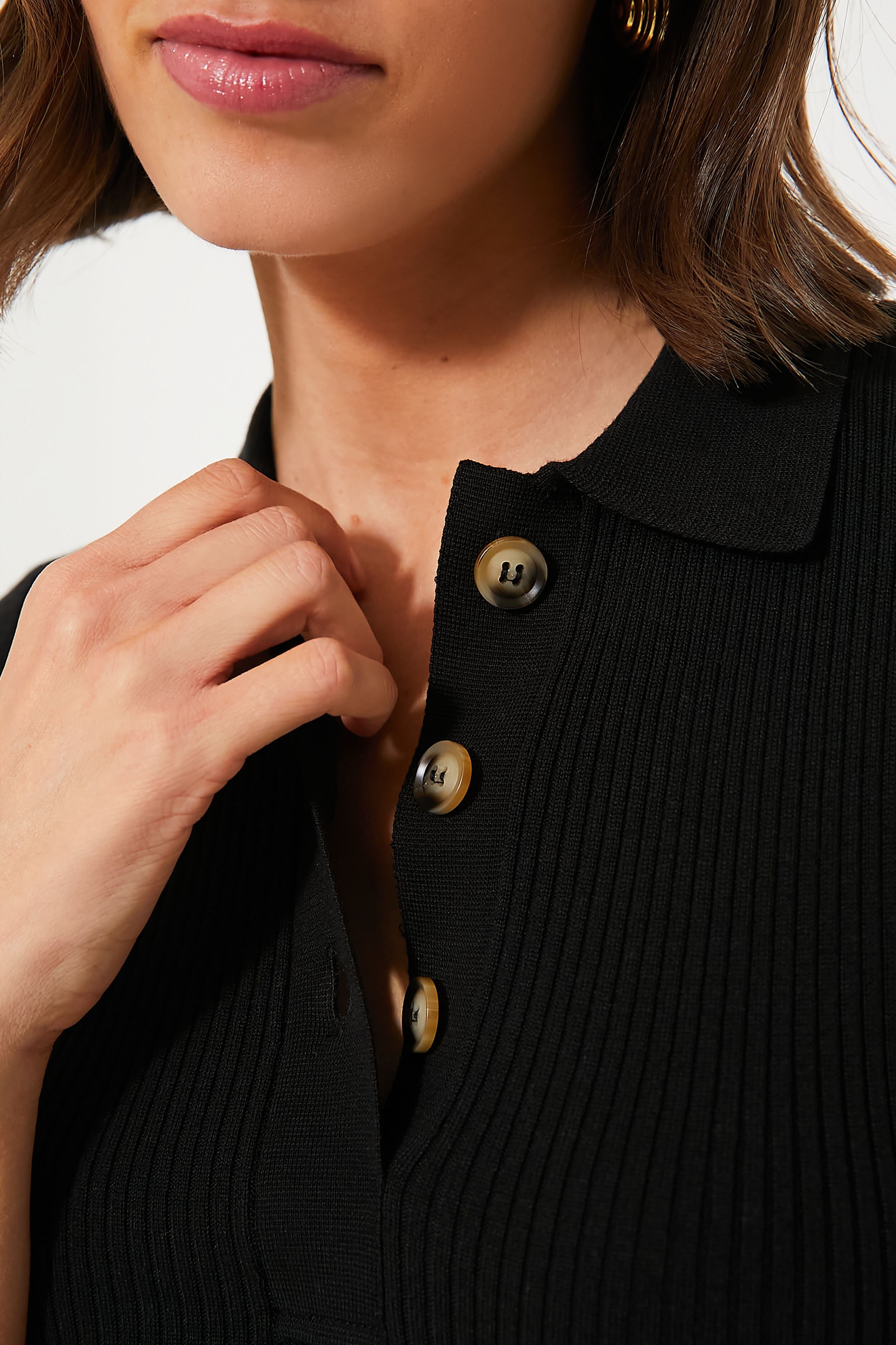 Black Olivia Rib Knit Polo