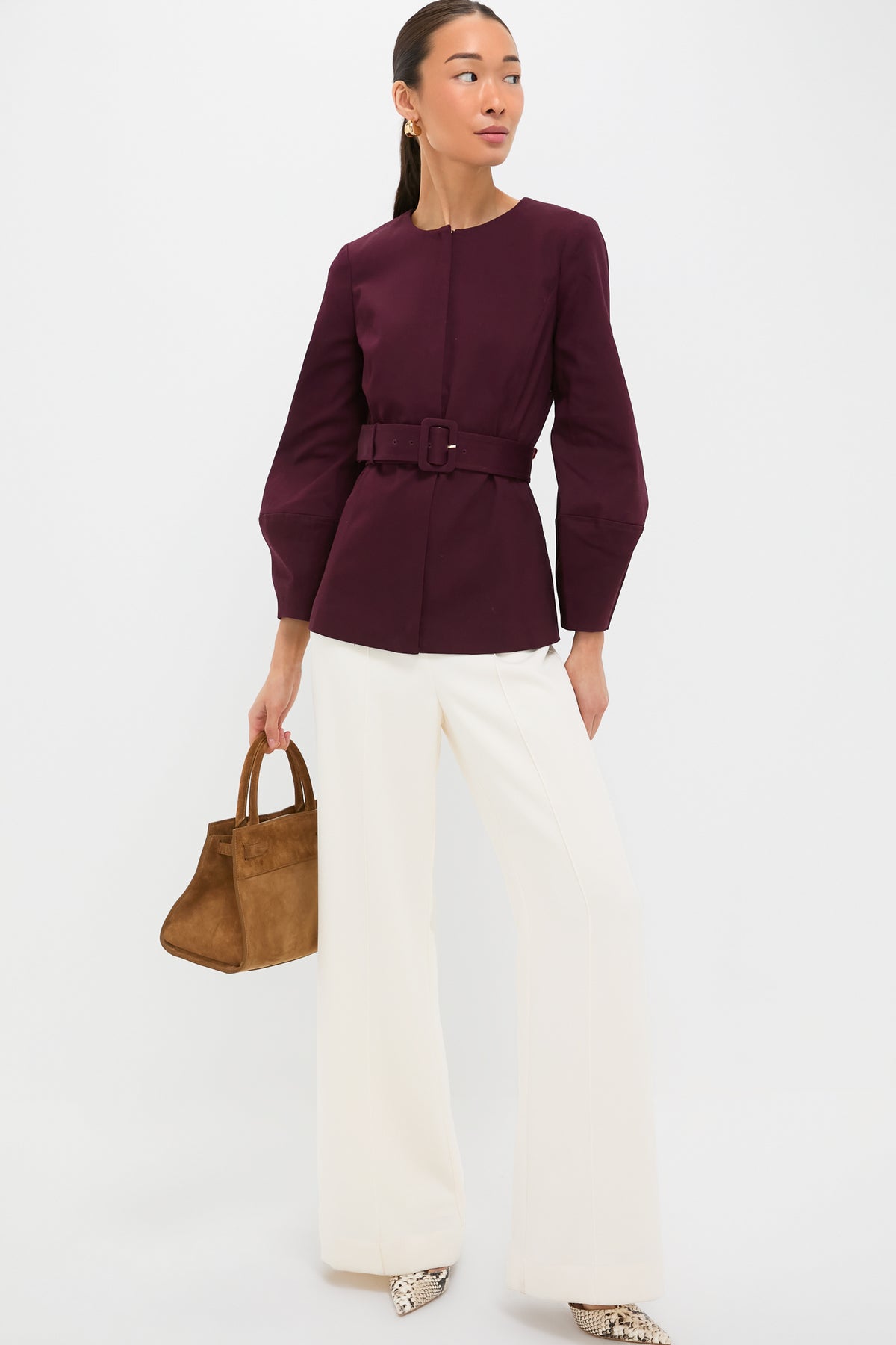 Structured Tunic Oxblood Long Sleeve Structured Rhoda Tunic Top | Tuckernuck