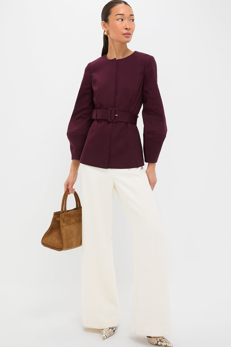 Oxblood Long Sleeve Structured Rhoda Tunic Top