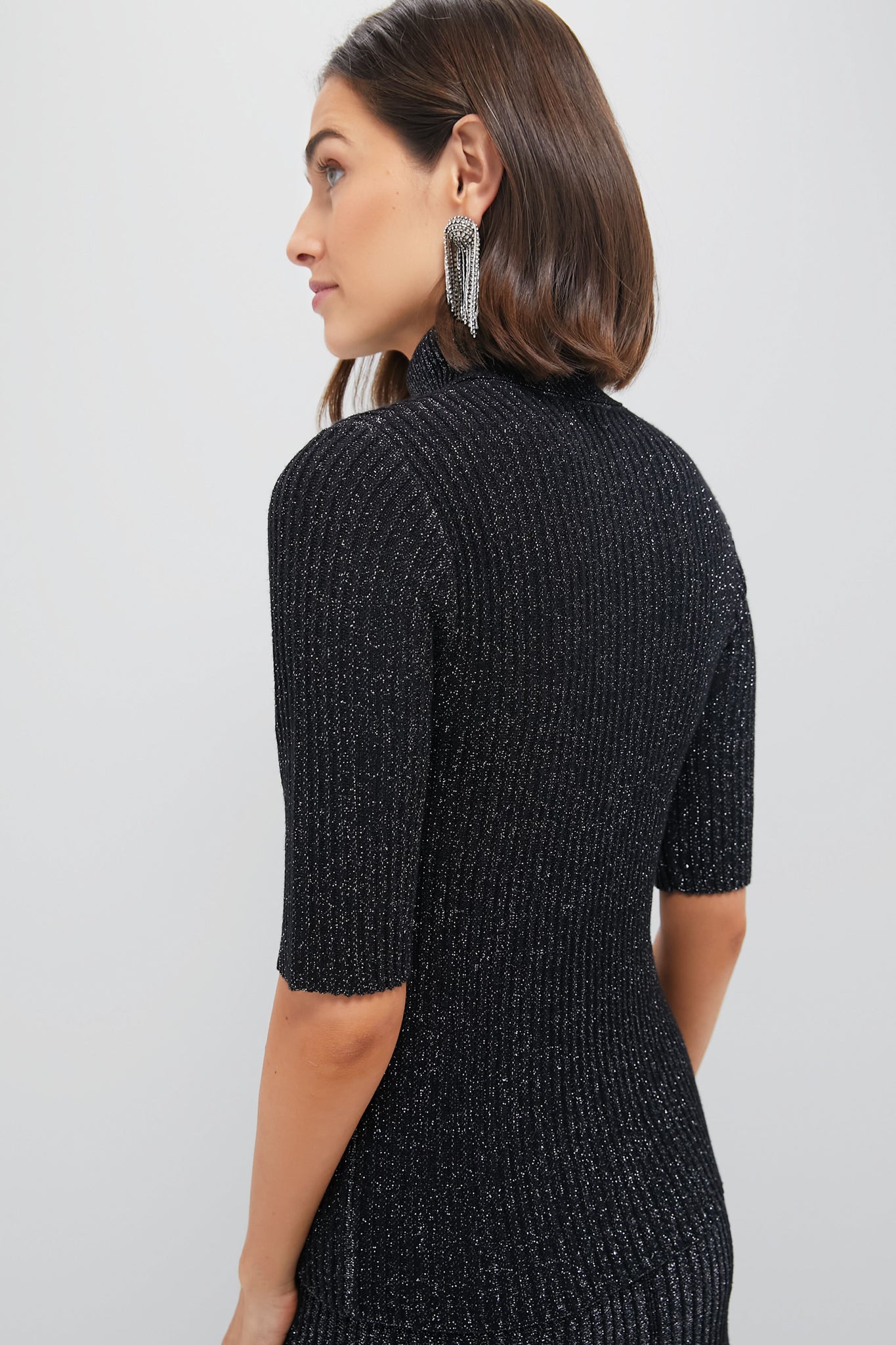 Black Metallic Knit Bacall Top