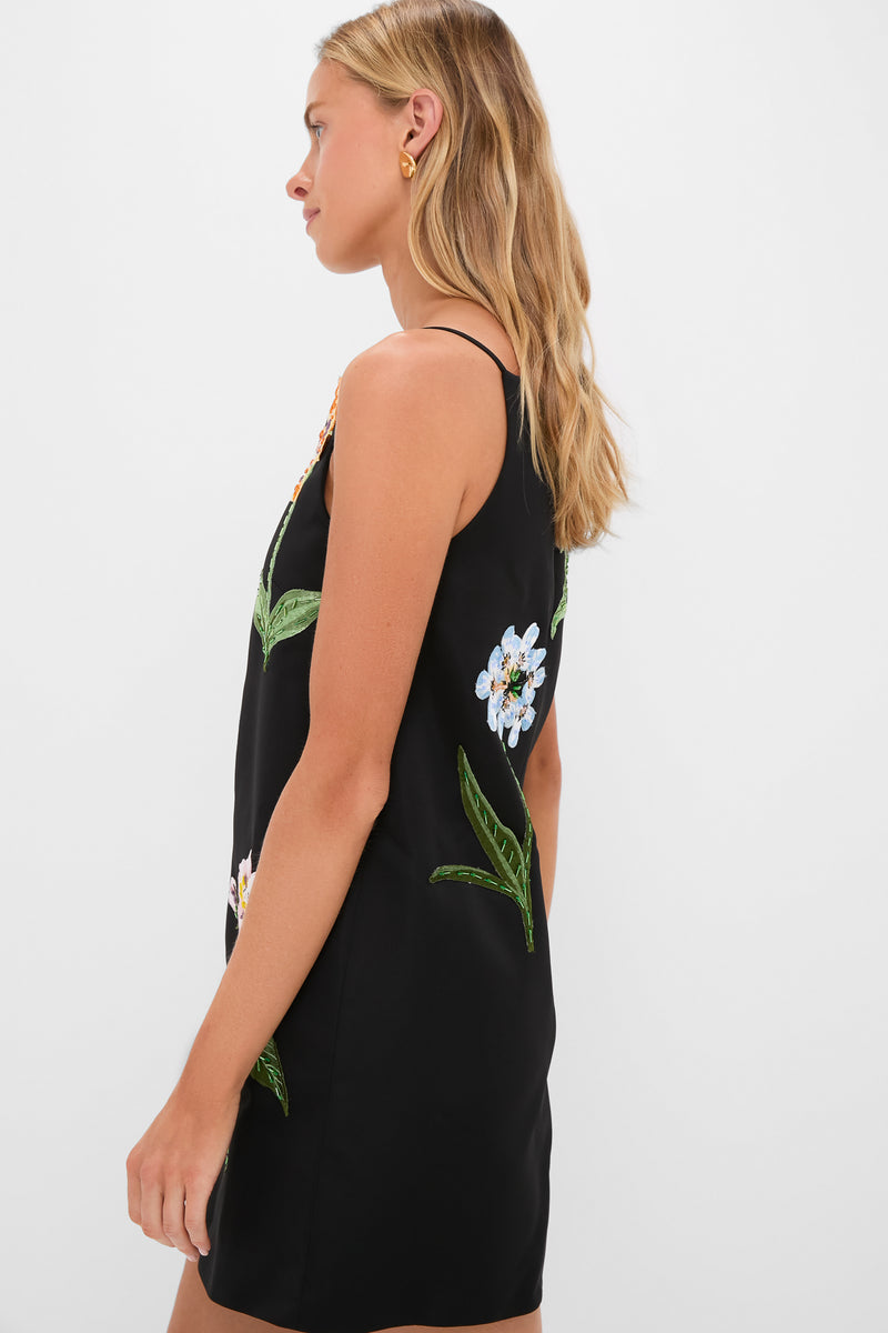 Ebony Botanical Print Leia Embroidery Mini Dress