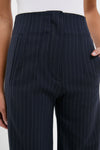 Navy Pinstripe Darted Wideleg Trouser