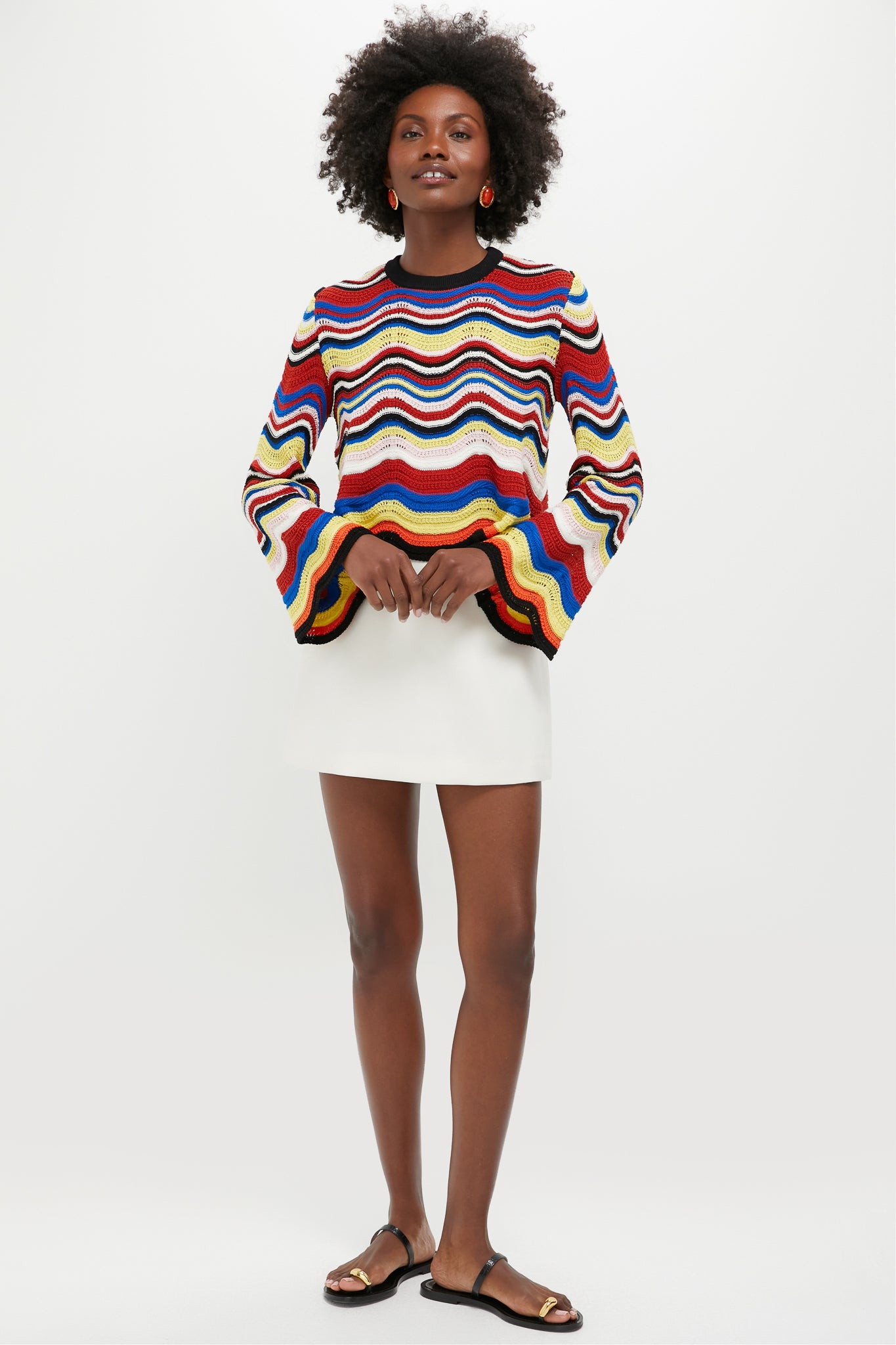 Multicolor Chevron Crop Sweater