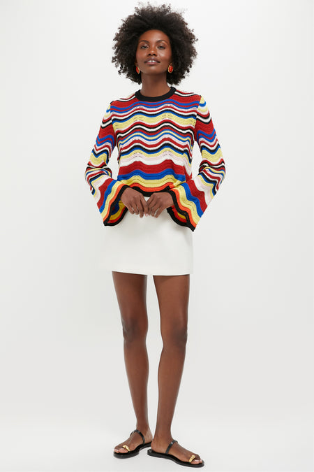 Multicolor Chevron Crop Sweater