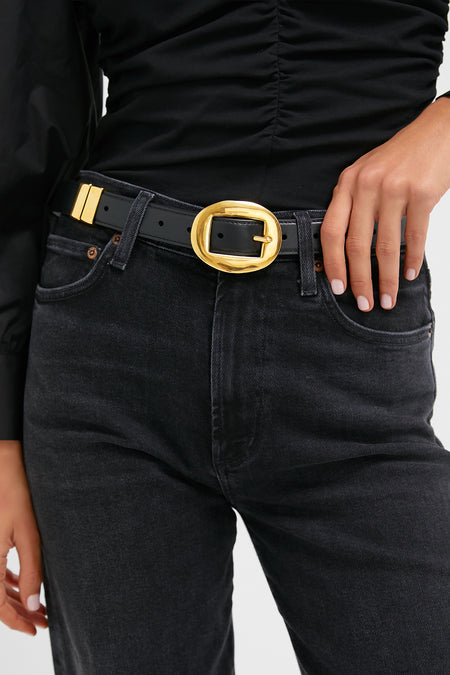 Black Vintage Brass Buckle Belt