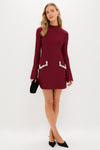 Oxblood Embellished Long Sleeve Bronwyn Mini Dress