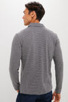 Charcoal Grey Stripe Sunwashed Long Sleeve Polo